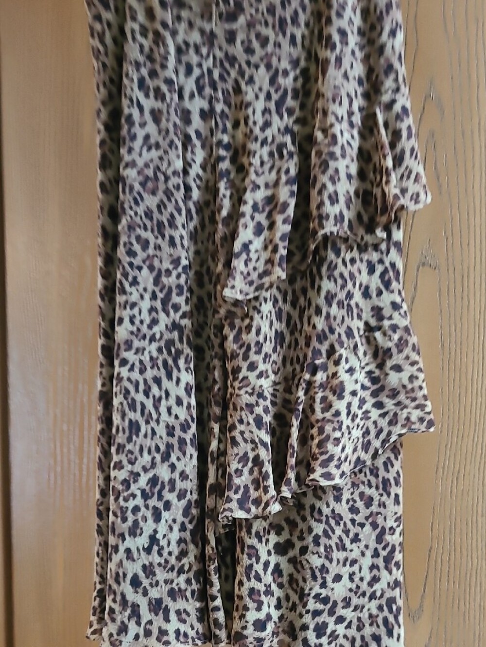 Chaps Leopard Print High-Low Ruffle Skirt - Brown/Tan - Picture 5 of 6